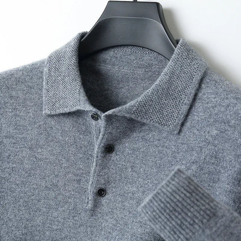 Merino wool polo collar sweater