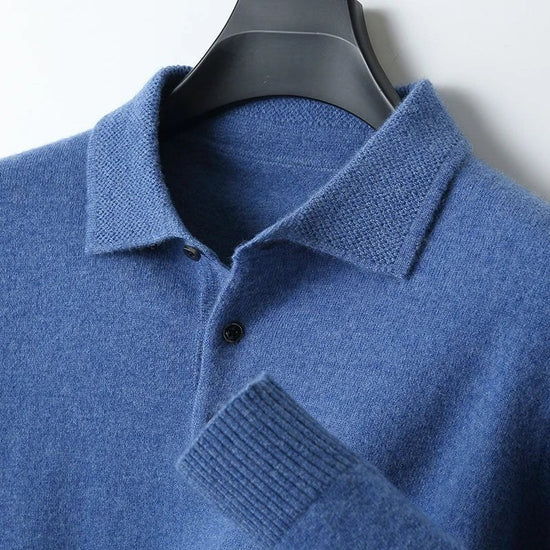 Merino wool polo collar sweater