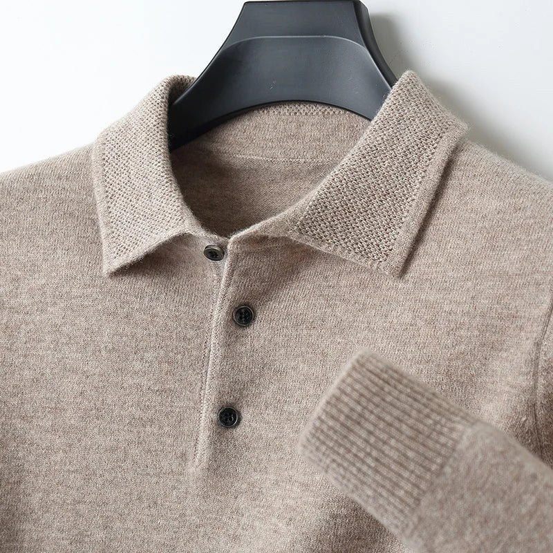 Merino wool polo collar sweater