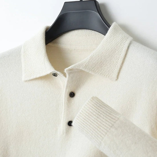 Merino wool polo collar sweater