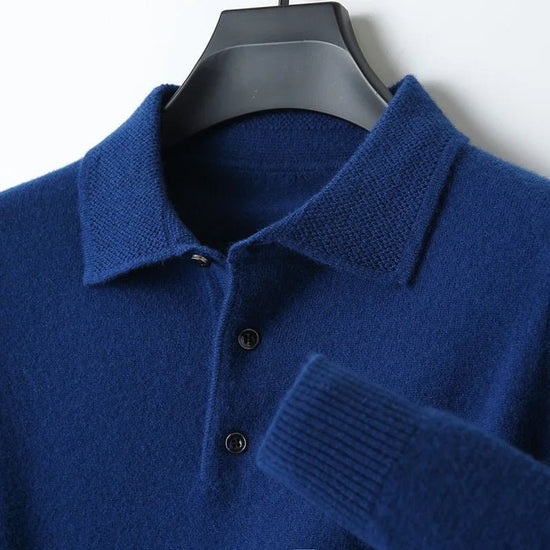 Merino wool polo collar sweater