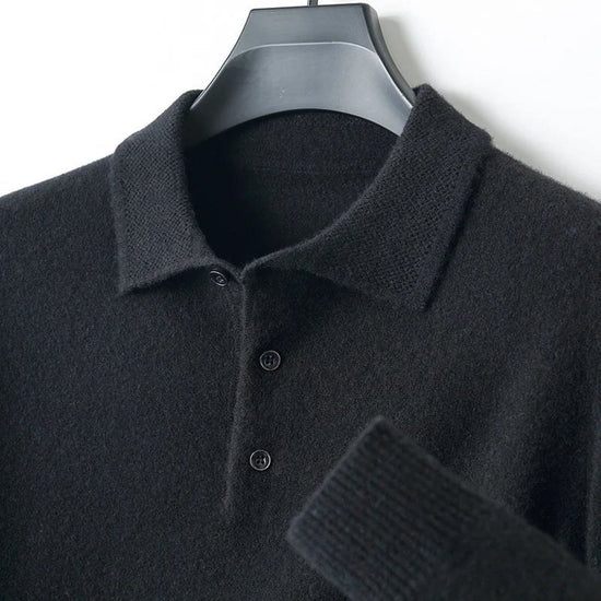 Merino wool polo collar sweater