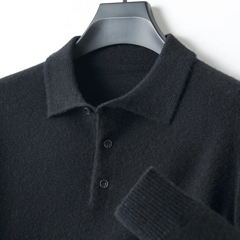 Merino wool polo collar sweater