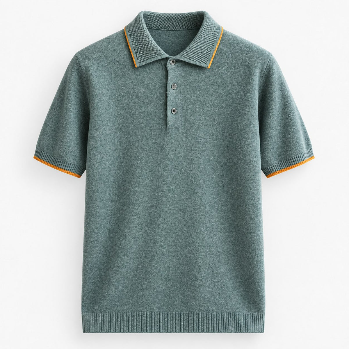 Merino wool polo with contrast trim
