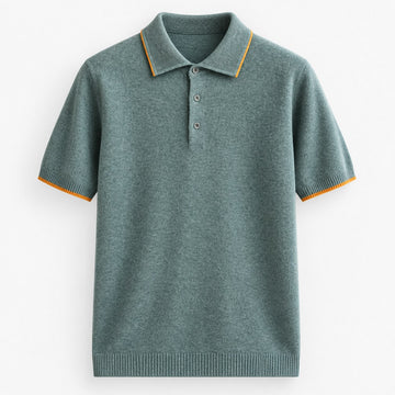 Merino wool polo with contrast trim