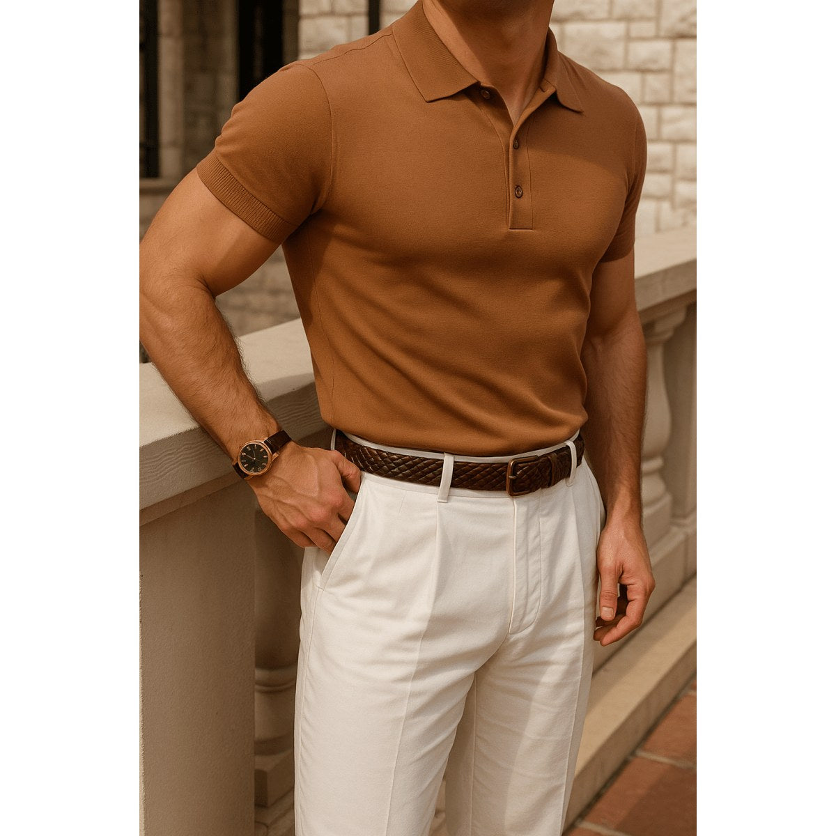 Merino wool summer polo shirt
