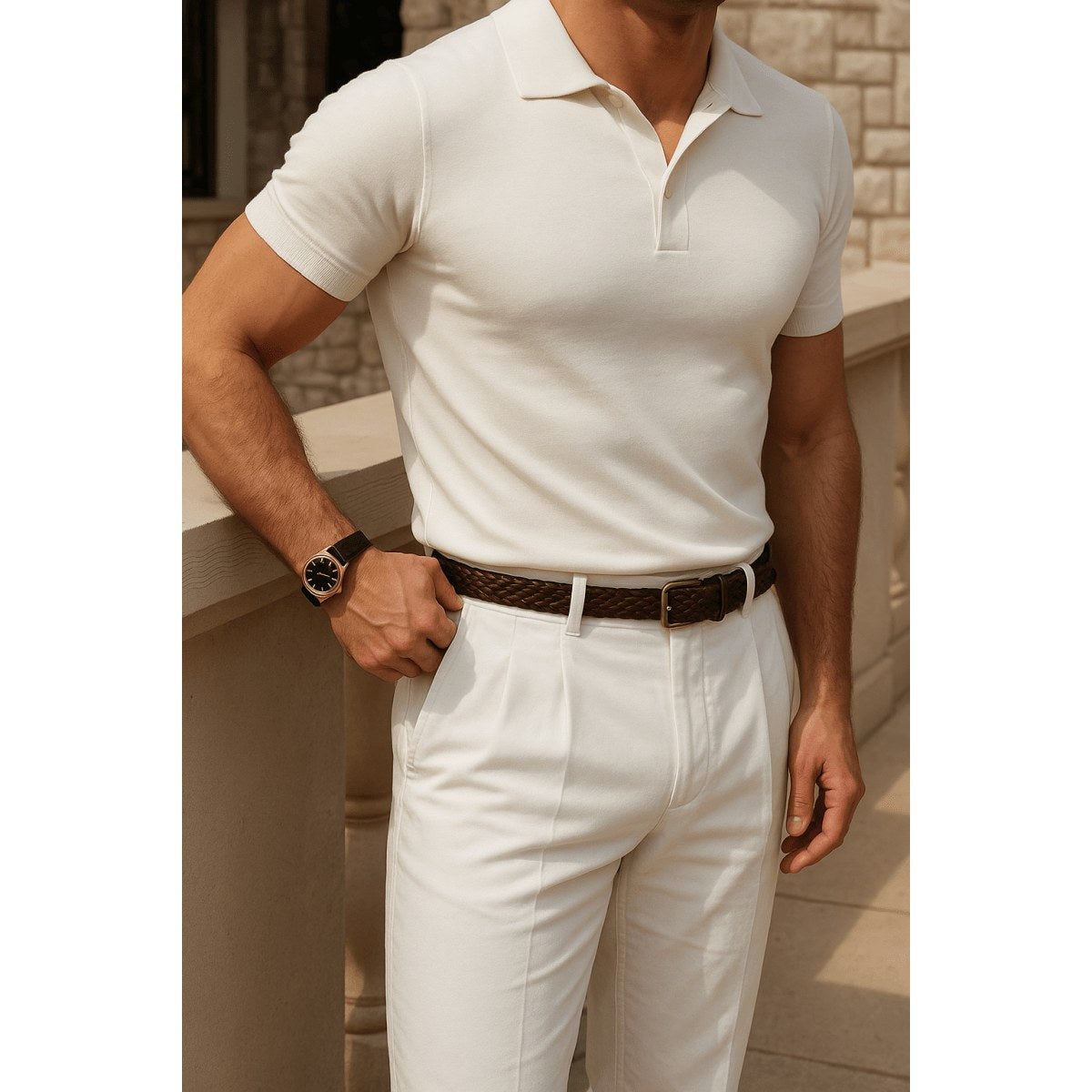 Merino wool summer polo shirt