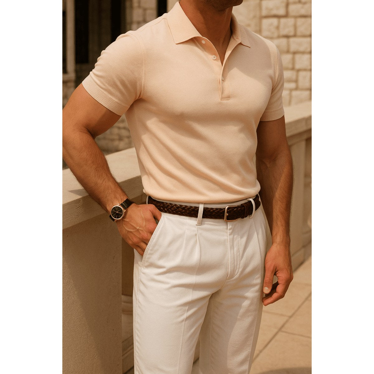 Merino wool summer polo shirt