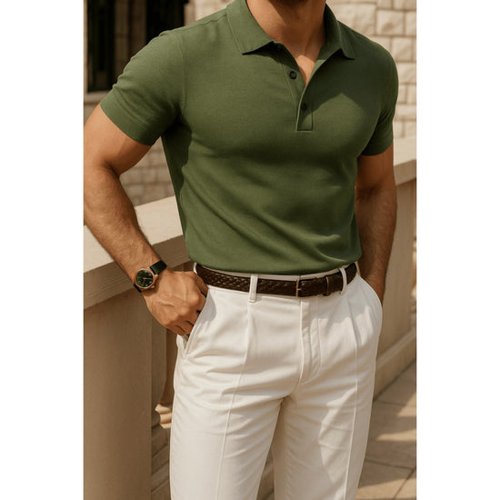 Merino wool summer polo shirt