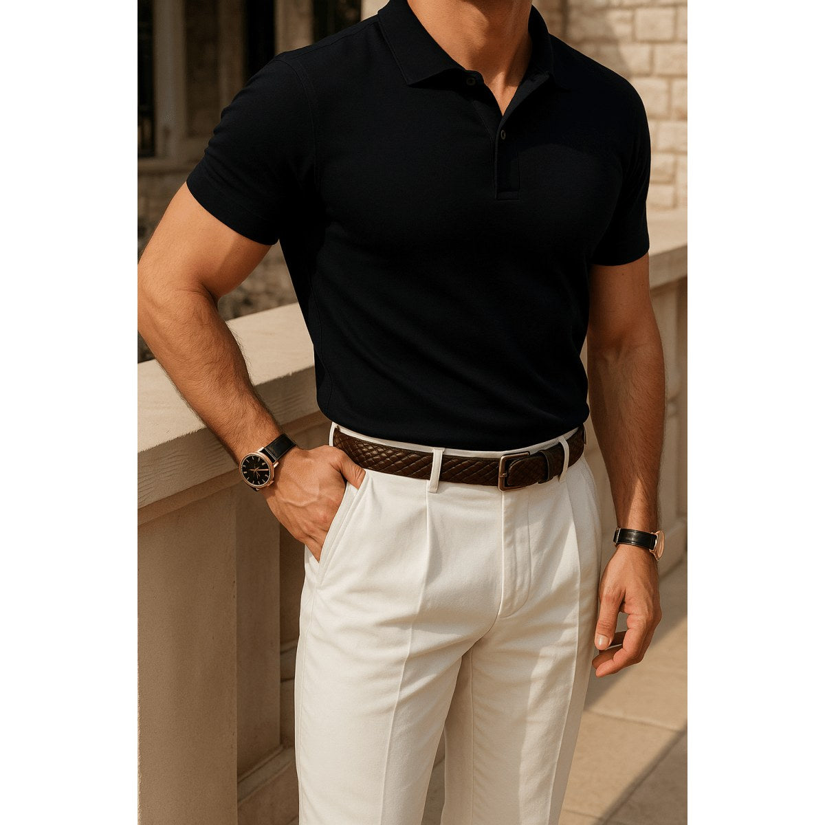 Merino wool summer polo shirt