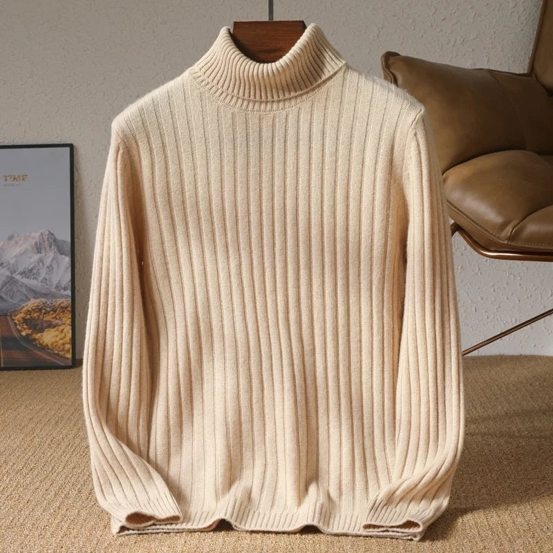 Merino wool winter turtleneck sweater