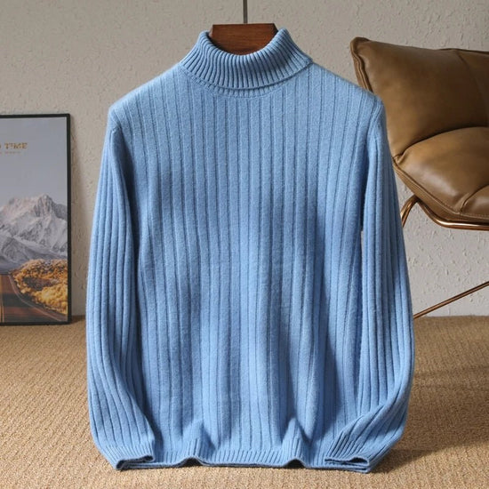 Merino wool winter turtleneck sweater