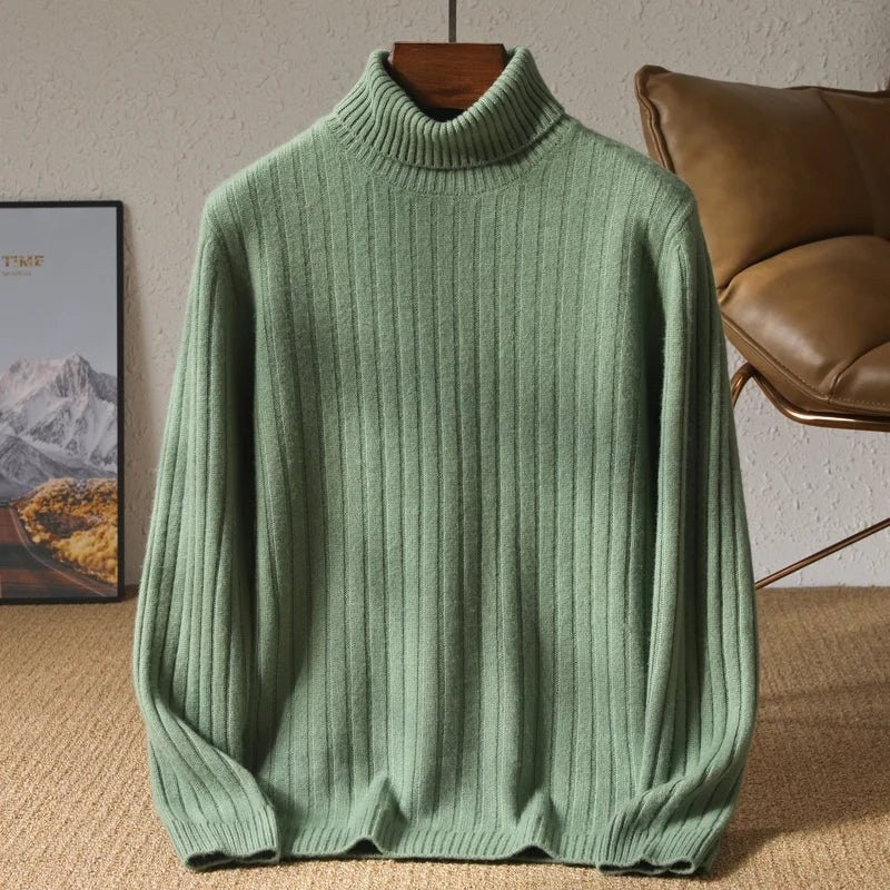 Merino wool winter turtleneck sweater