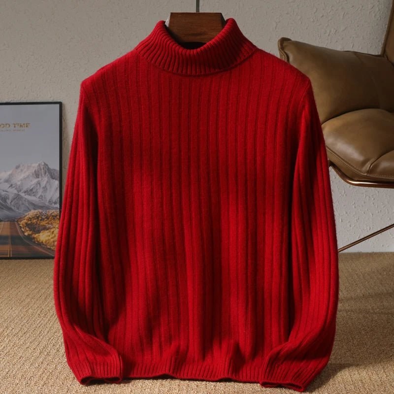 Merino wool winter turtleneck sweater