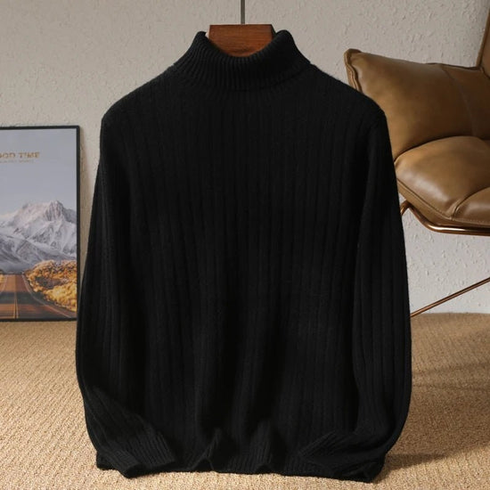 Merino wool winter turtleneck sweater