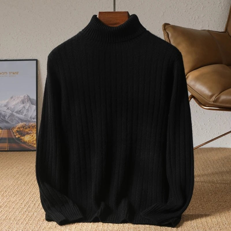 Merino wool winter turtleneck sweater