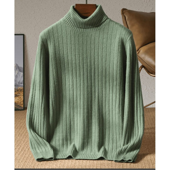 Merino wool winter turtleneck sweater
