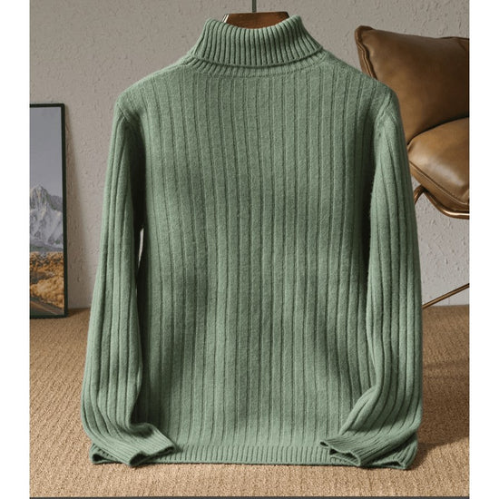 Merino wool winter turtleneck sweater