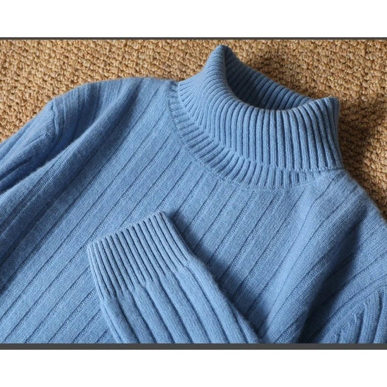Merino wool winter turtleneck sweater