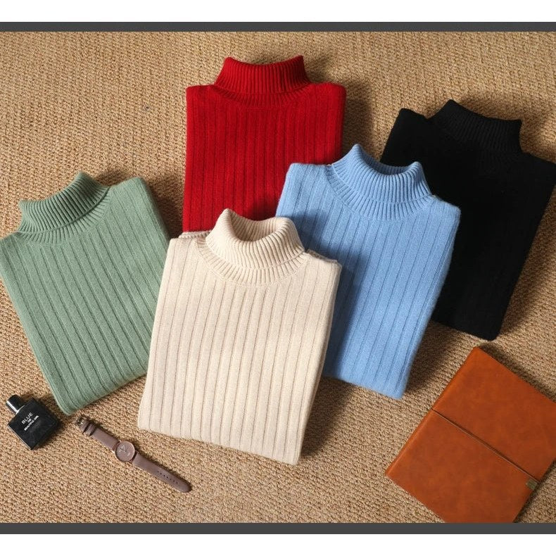 Merino wool winter turtleneck sweater