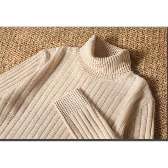 Merino wool winter turtleneck sweater