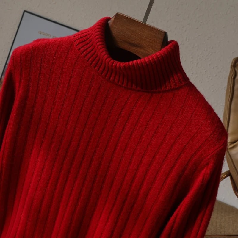 Merino wool winter turtleneck sweater