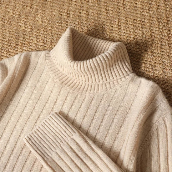 Merino wool winter turtleneck sweater