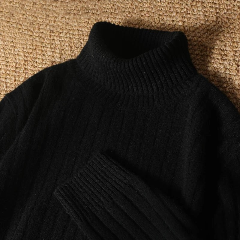 Merino wool winter turtleneck sweater