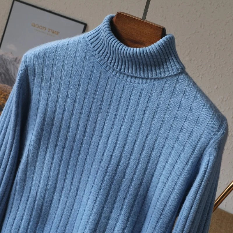Merino wool winter turtleneck sweater