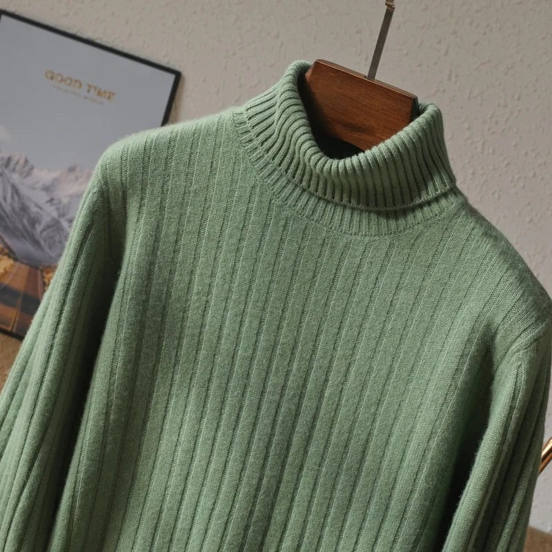 Merino wool winter turtleneck sweater