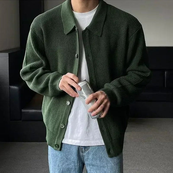 Monaco polo-collar cardigan