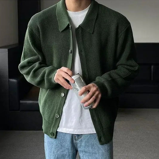 Monaco polo-collar cardigan