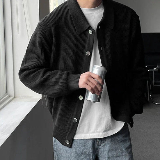 Monaco polo-collar cardigan