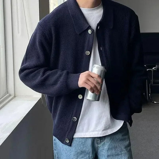 Monaco polo-collar cardigan