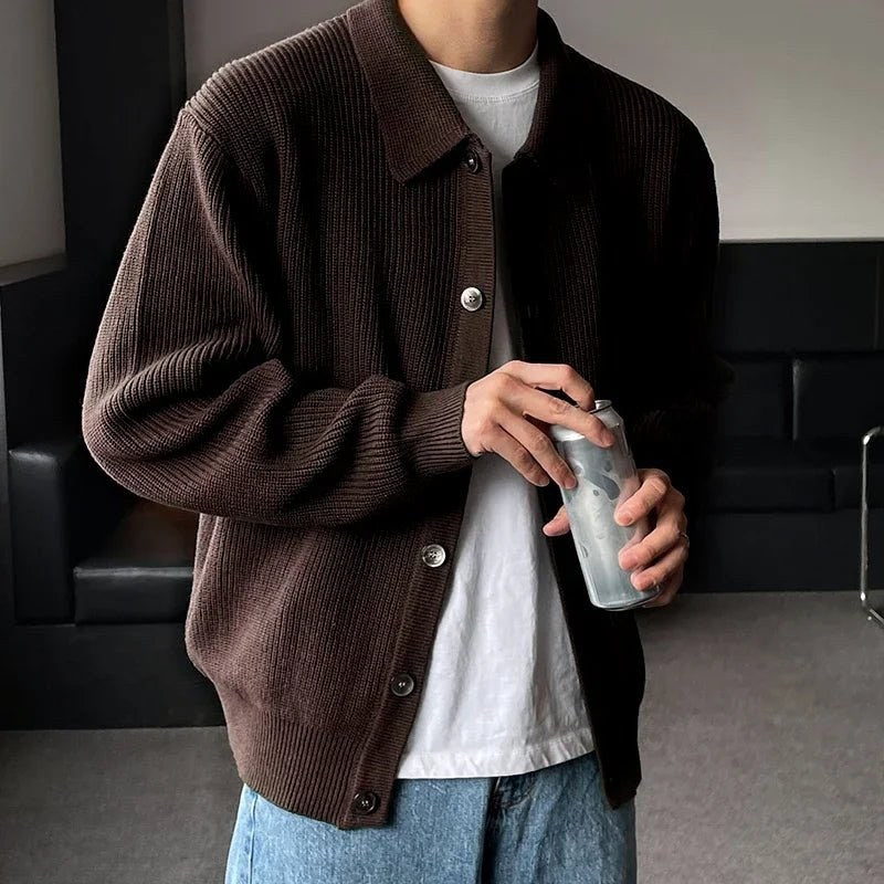Monaco polo-collar cardigan