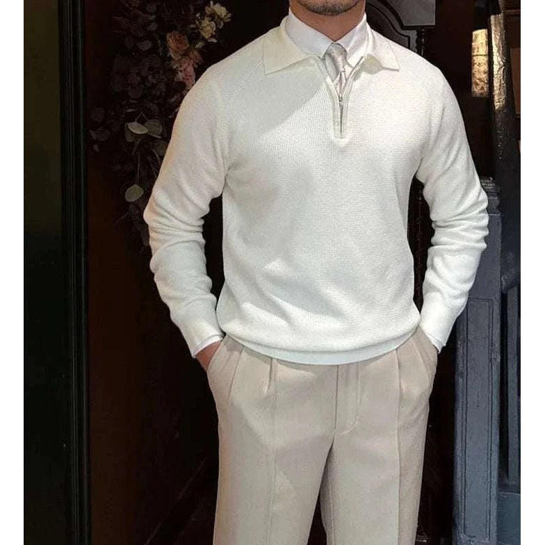 Oxford zipper sweater