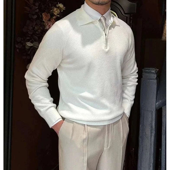 Oxford zipper sweater