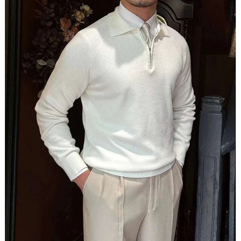 Oxford zipper sweater