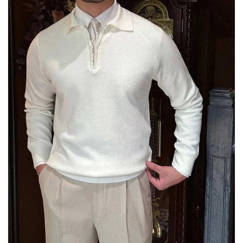 Oxford zipper sweater