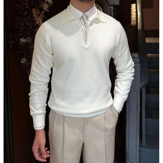 Oxford zipper sweater