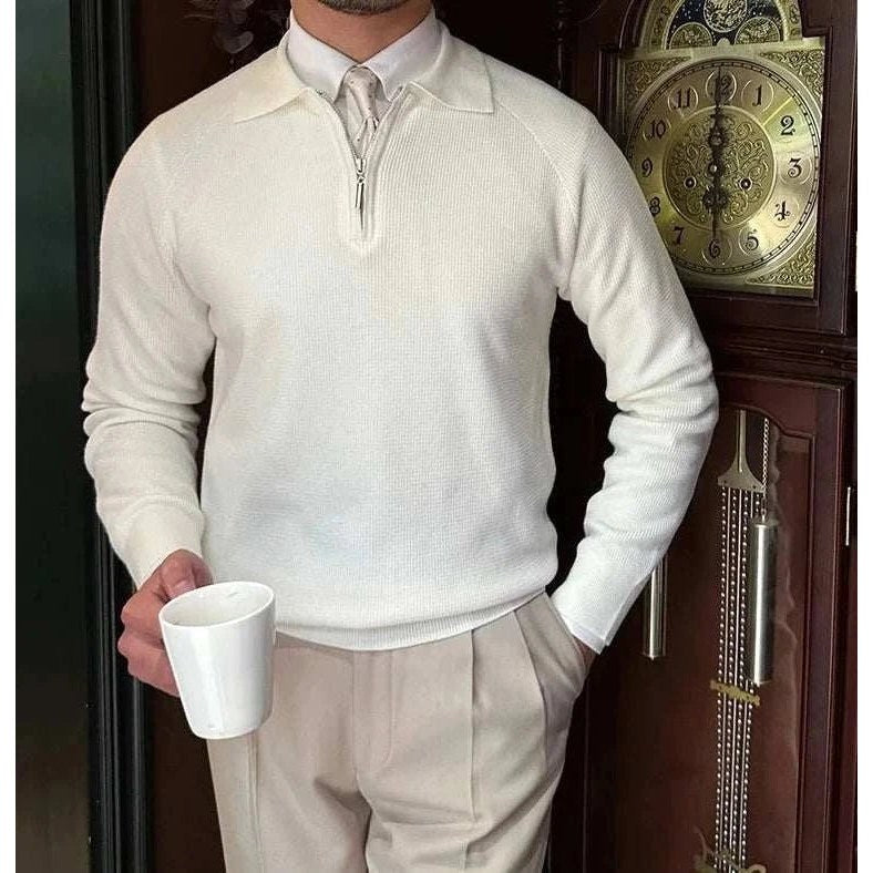 Oxford zipper sweater
