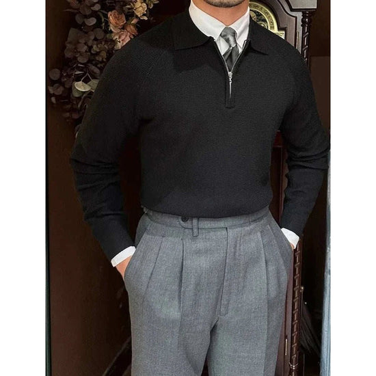 Oxford zipper sweater