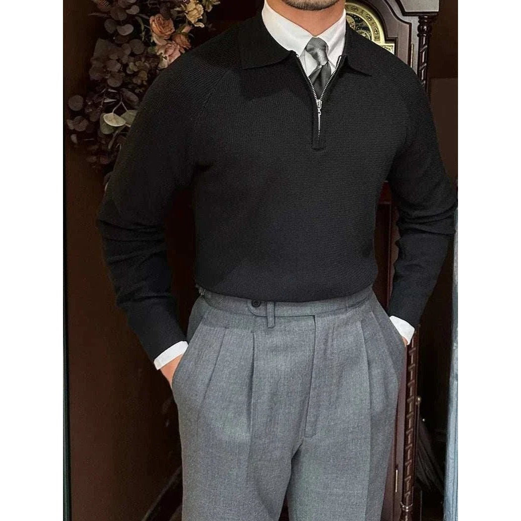 Oxford zipper sweater