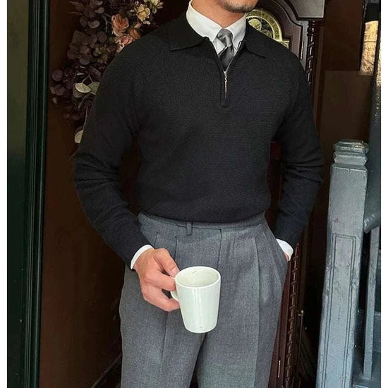 Oxford zipper sweater