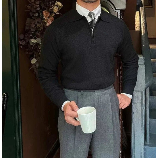Oxford zipper sweater