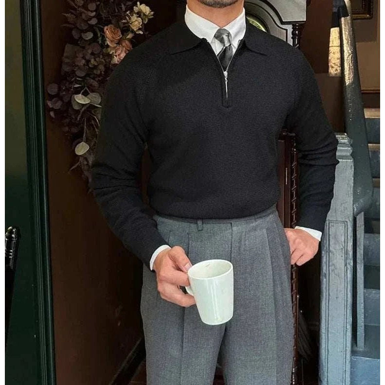 Oxford zipper sweater