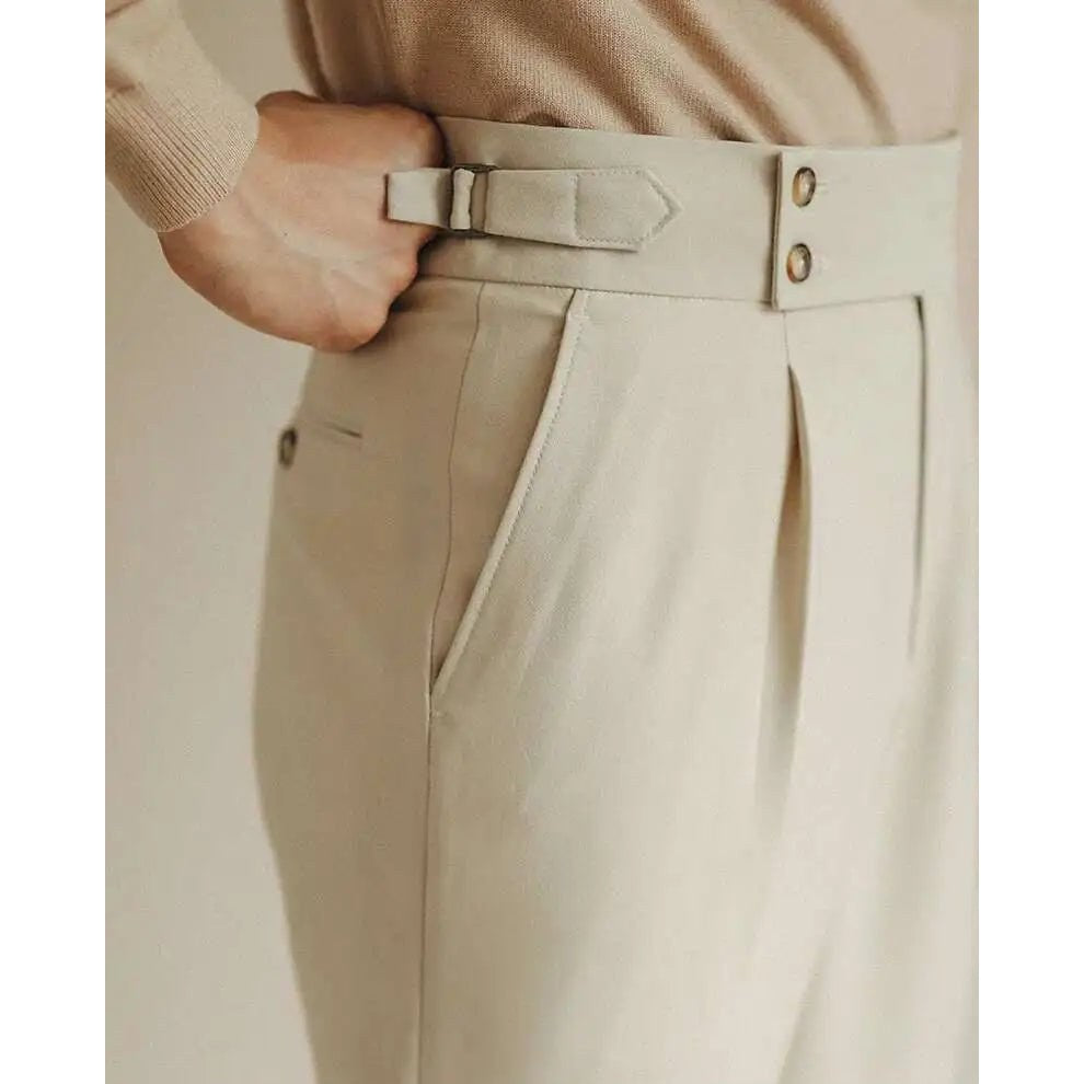 Paris-buckle slim dress trousers