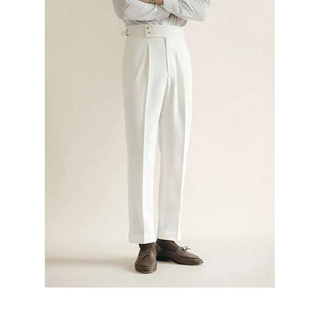 Paris-buckle slim dress trousers