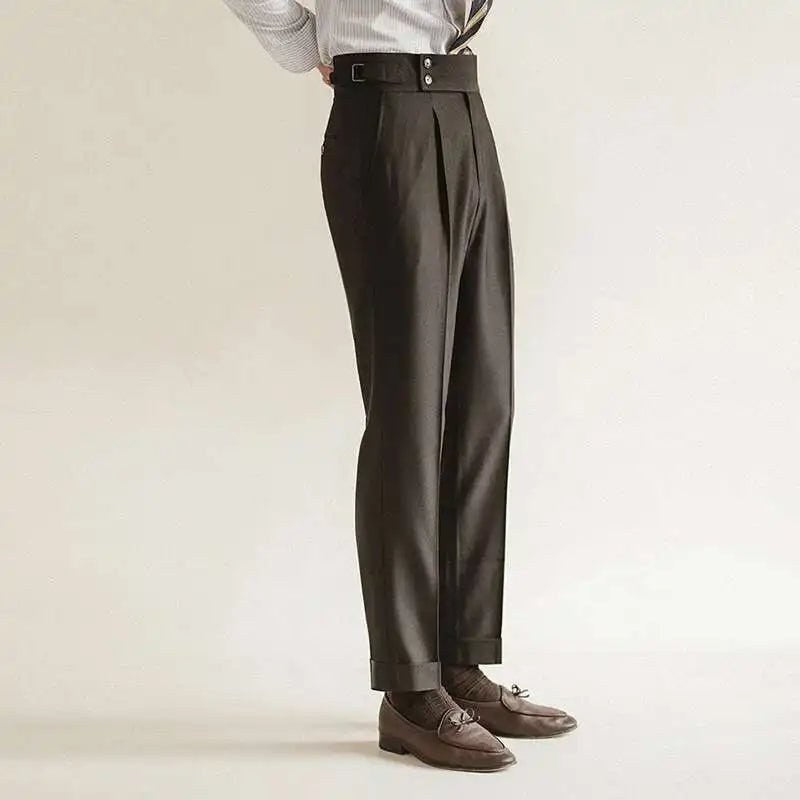 Paris-buckle slim dress trousers
