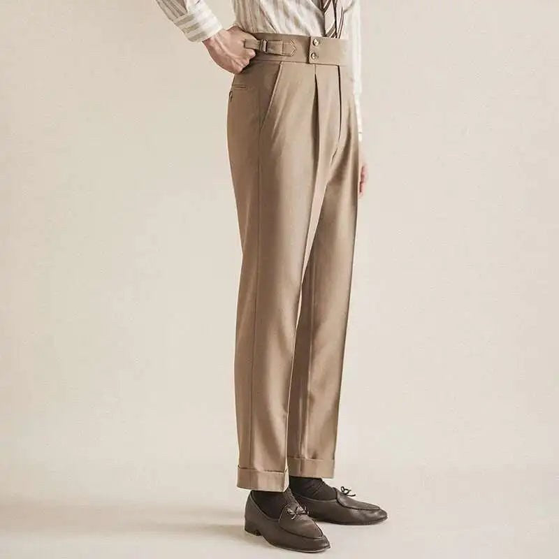 Paris-buckle slim dress trousers